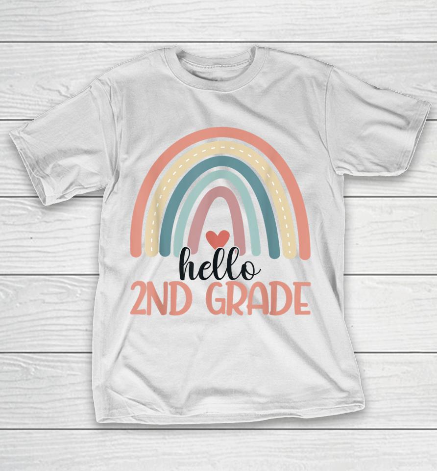 Hello 2Nd Grade Cute Second Grade Rainbow Teacher Student T-Shirt