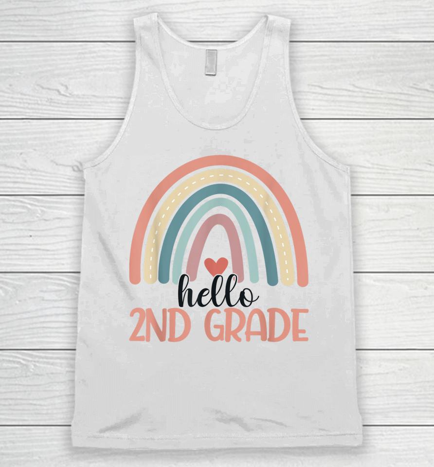 Hello 2Nd Grade Cute Second Grade Rainbow Teacher Student Unisex Tank Top