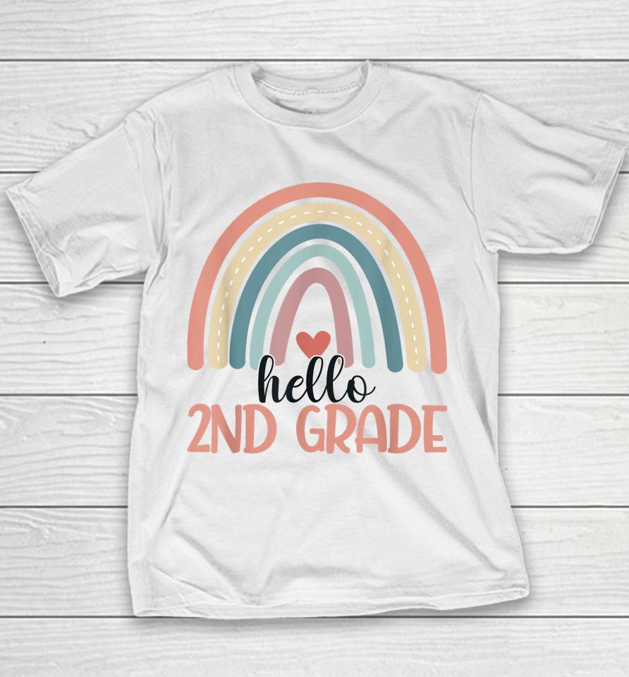 Hello 2Nd Grade Cute Second Grade Rainbow Teacher Student Youth T-Shirt