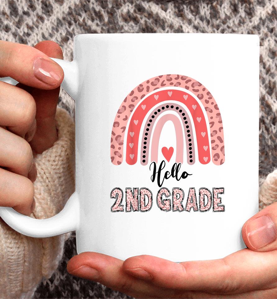 Hello 2Nd Grade Teacher Leopard Rainbow Girls Back To School Coffee Mug