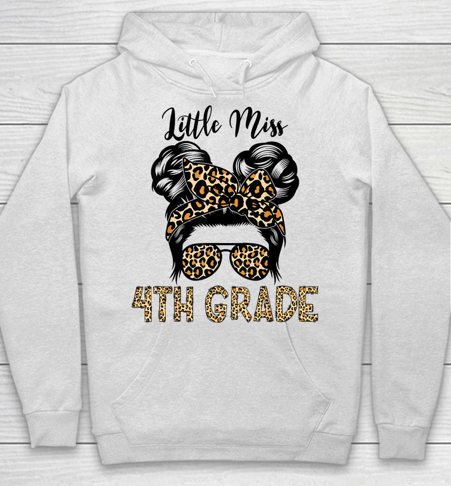 Hello 4Th Grade Messy Hair Bun Girl Back To School First Day Hoodie