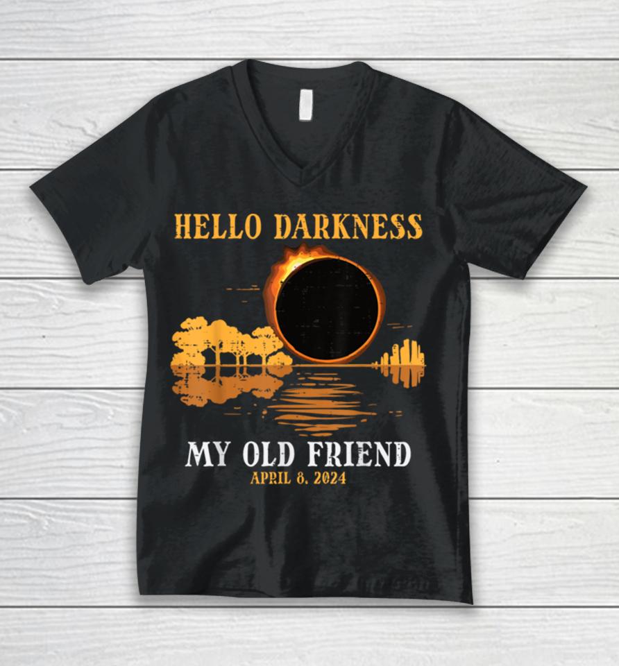 Hello Darkness My Old Friend Eclipse 2024 Men Women Kids Unisex V-Neck T-Shirt