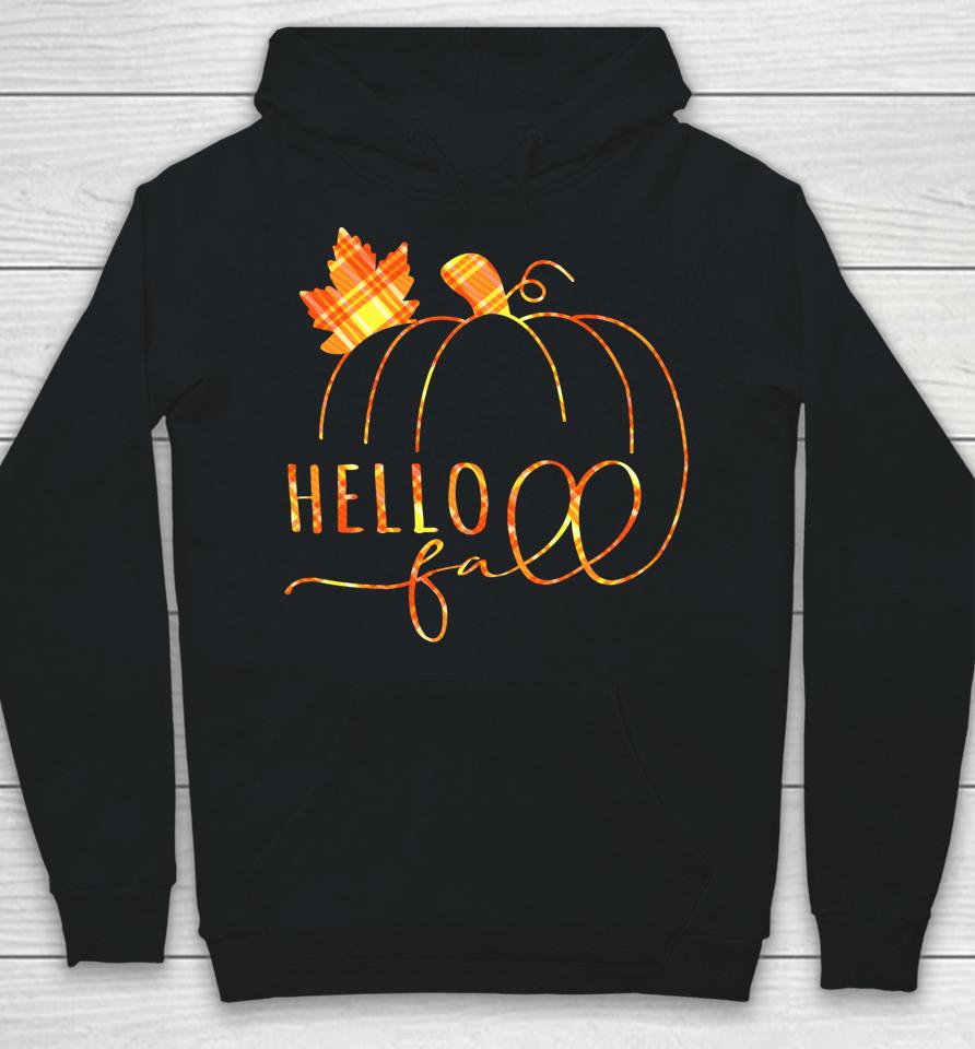 Hello Fall Buffalo Plaid Welcome Fall Thanksgiving Pumpkin Hoodie