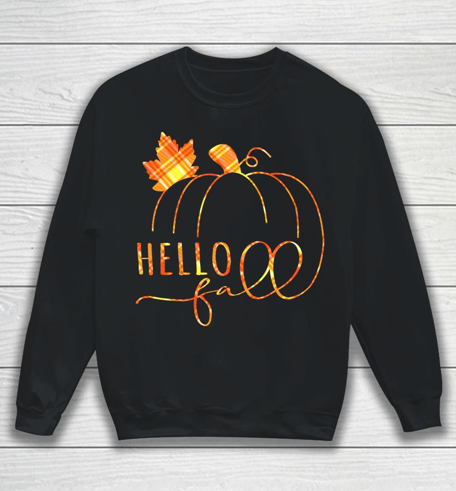 Hello Fall Buffalo Plaid Welcome Fall Thanksgiving Pumpkin Sweatshirt