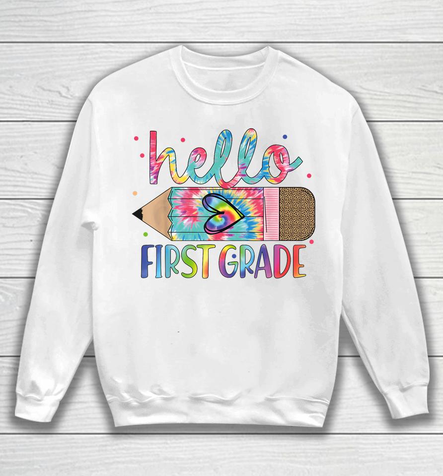 Hello First 1St Grade Back To School Teachers Kids Girls Sweatshirt