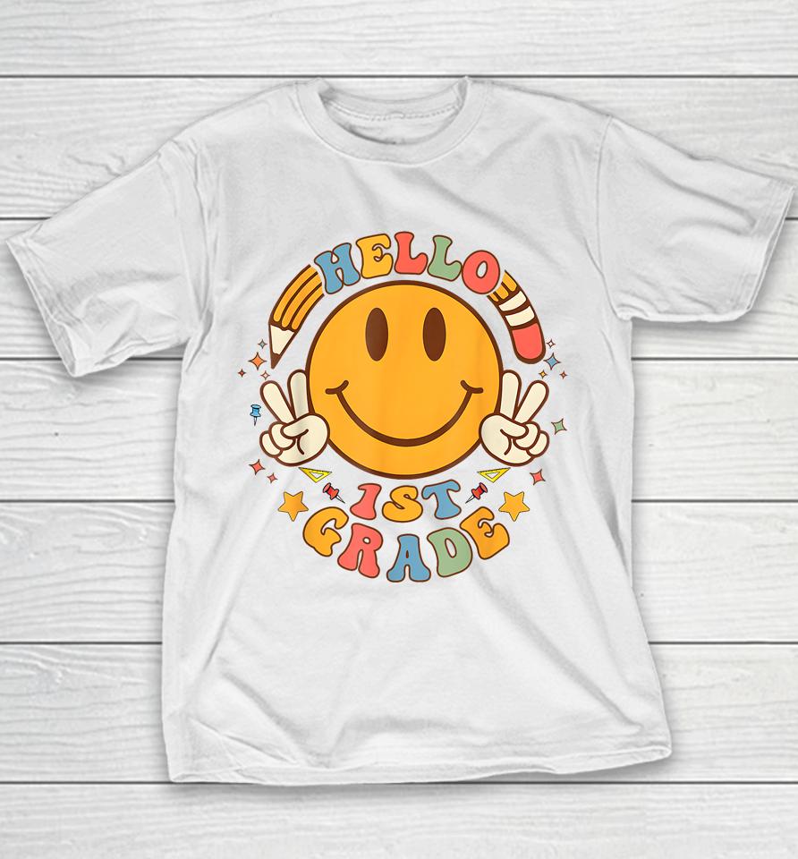 Hello First Grade Retro Smile Team 1St Grade Back To School Youth T-Shirt