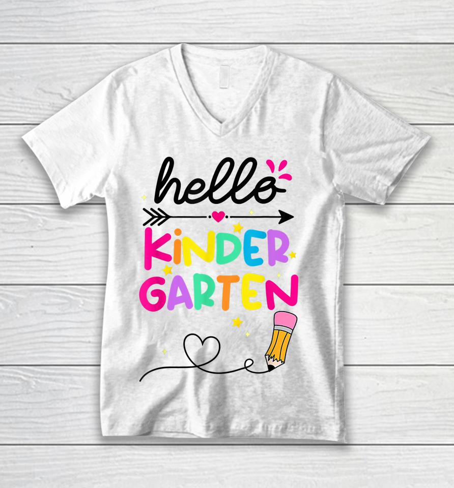 Hello Kindergarten Squad My First Day Of Kindergarten Baby Unisex V-Neck T-Shirt