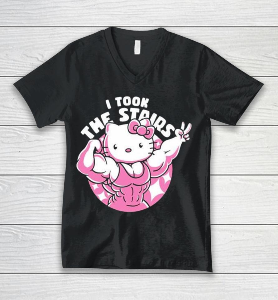 Hello Kitty Muscles I Took The Stairs Unisex V-Neck T-Shirt