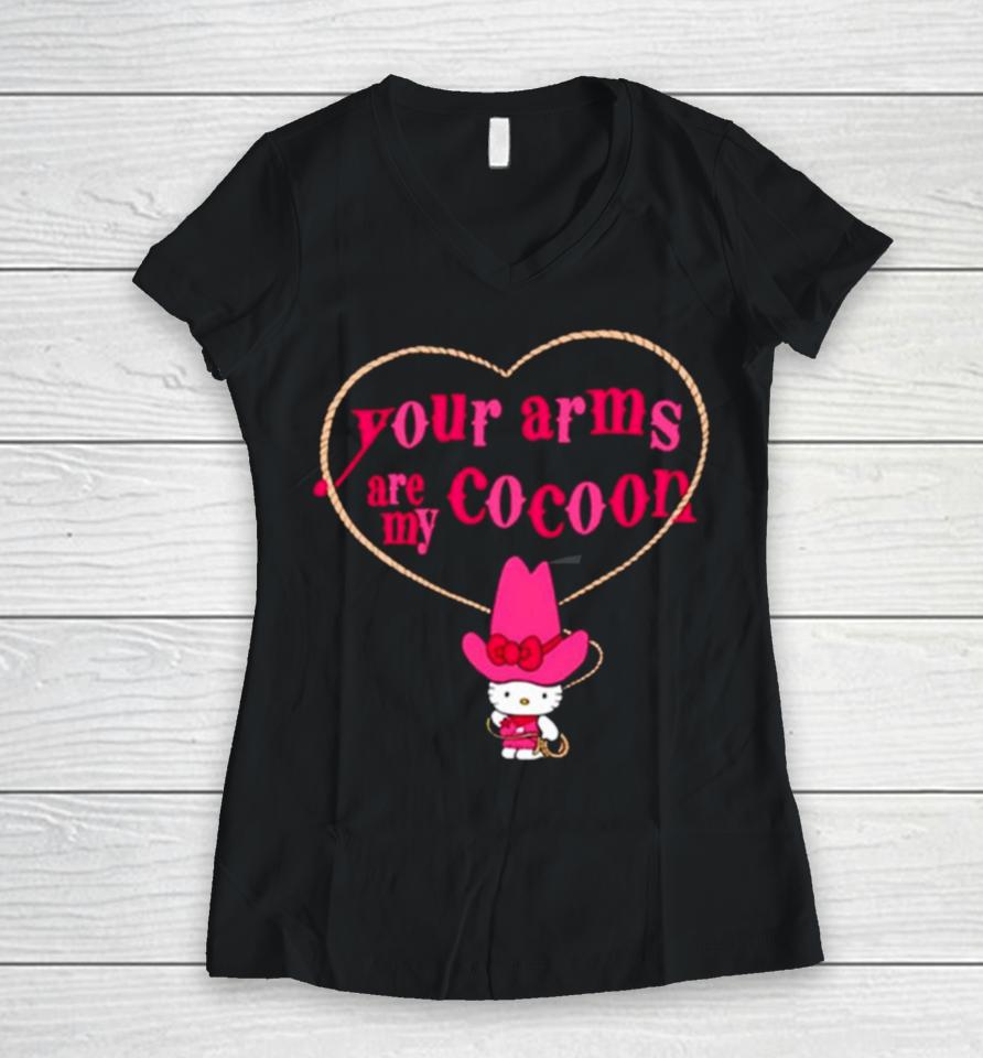 Hello Kitty Your Arms Are My Cocoon Women V-Neck T-Shirt