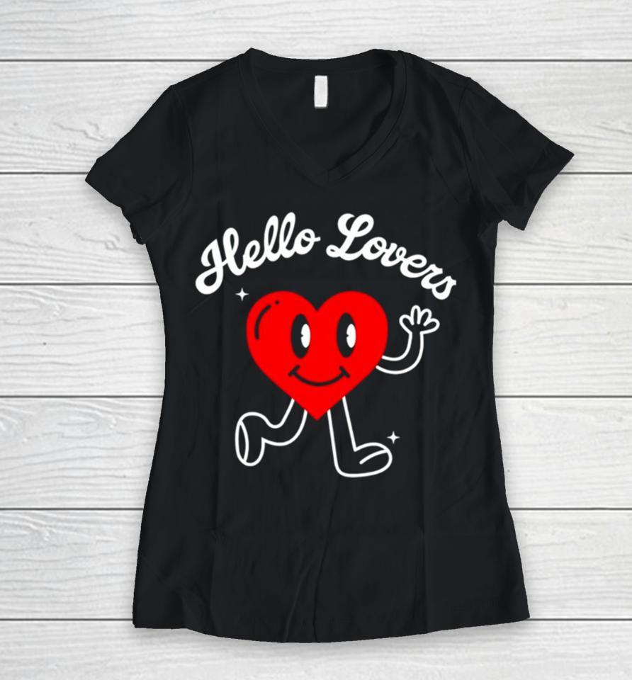 Hello Lover Heart Women V-Neck T-Shirt