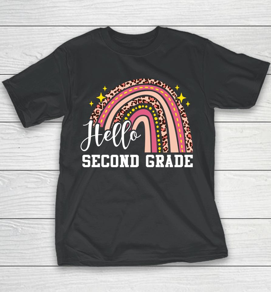 Hello Second Grade 2Nd Grade Rainbow Leopard Back To School Youth T-Shirt