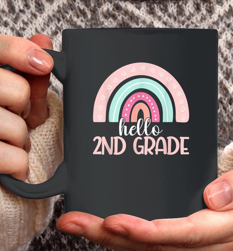 Hello Second Grade Back To School 2Nd Grade Teacher Rainbow Coffee Mug