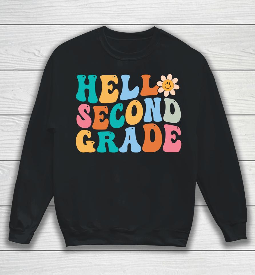 Hello Second Grade Back To School Retro Teacher Sweatshirt