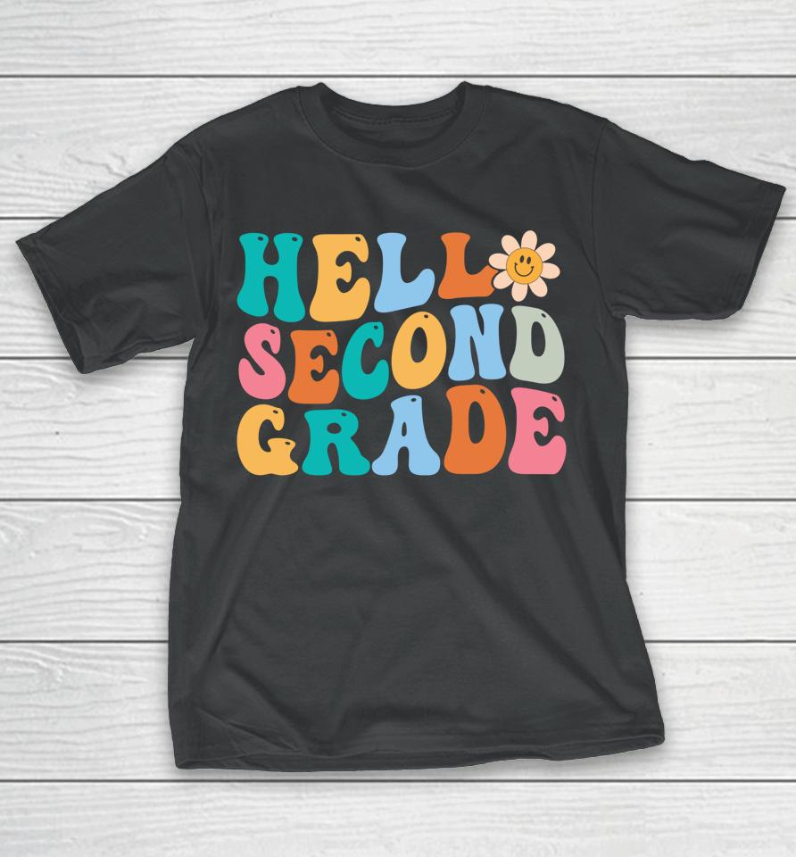 Hello Second Grade Back To School Retro Teacher T-Shirt