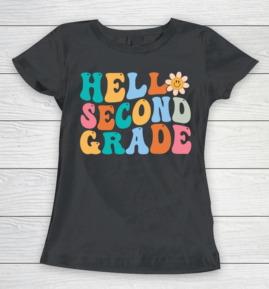 Hello Second Grade Back To School Retro Teacher Women T-Shirt