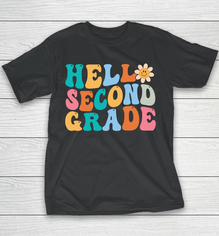 Hello Second Grade Back To School Retro Teacher Youth T-Shirt
