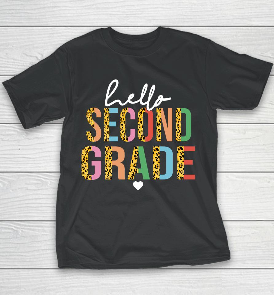 Hello Second Grade Leopard Back To School 2Nd Grade Teacher Youth T-Shirt