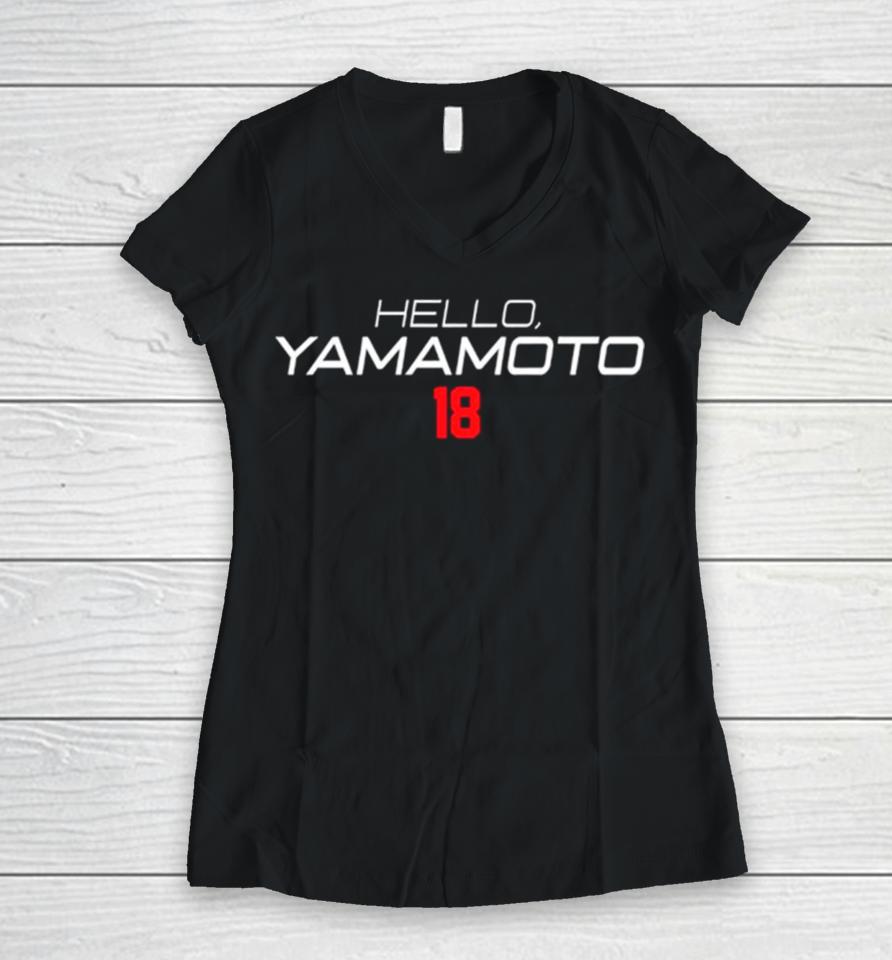 Hello Yamamoto Los Angeles Dodgers Baseball Women V-Neck T-Shirt