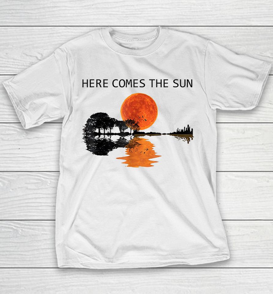 Here Comes The Sun Guitar Shadow Sunset Youth T-Shirt