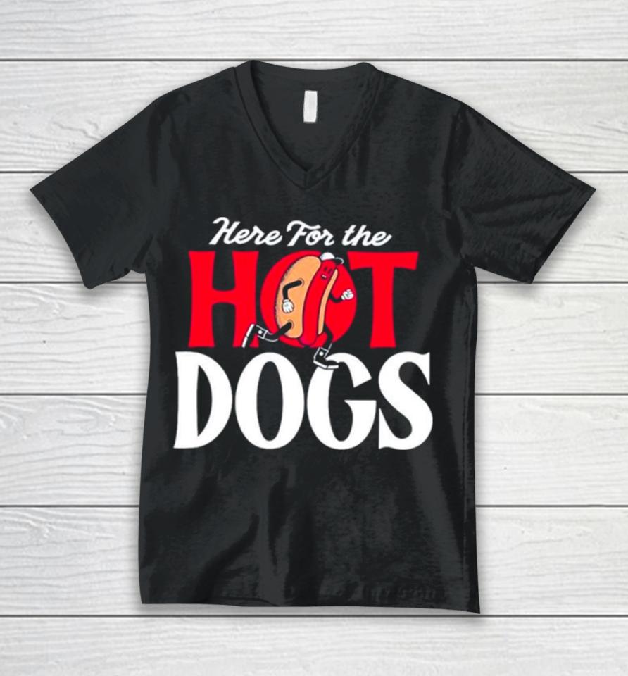 Here For The Hot Dogs Unisex V-Neck T-Shirt