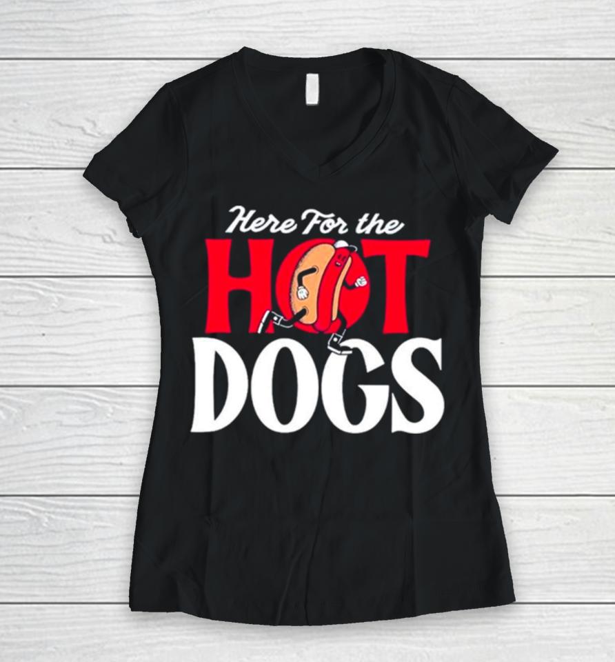 Here For The Hot Dogs Women V-Neck T-Shirt