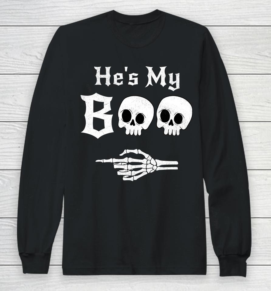 He’s My Boo &Amp; She’s My Boo Halloween Matching Couples Pajama Long Sleeve T-Shirt