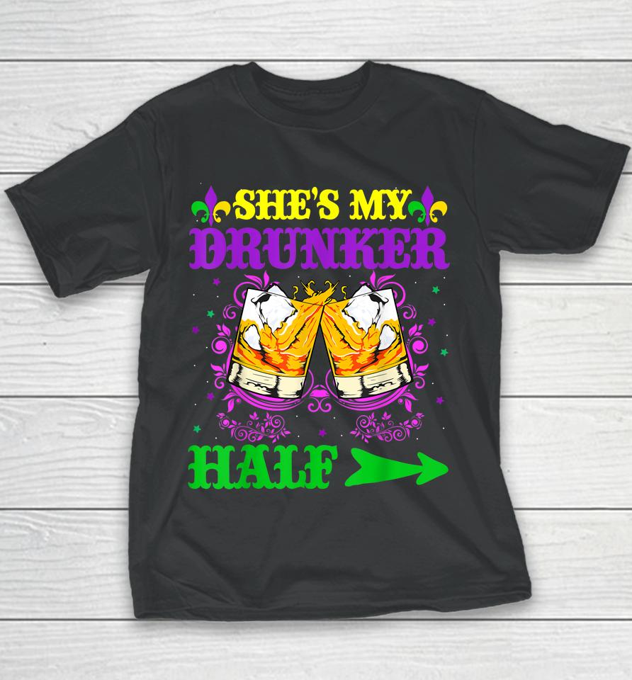 He's My Drunker Half Mardi Gras Couples Youth T-Shirt