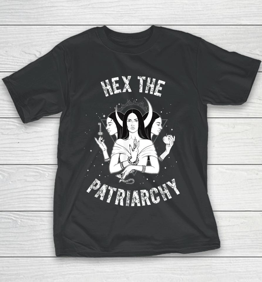 Hex The Patriarchy Hecate Triple Moon Goddess Feminist Youth T-Shirt