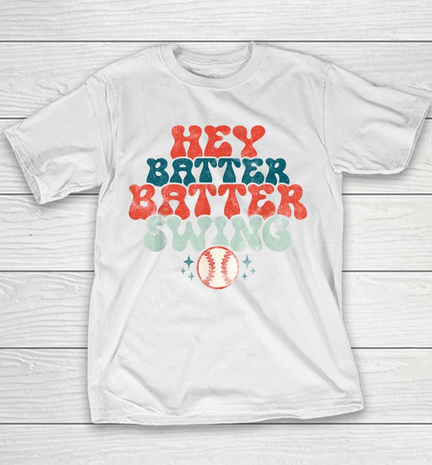 Hey Batter Batter Swing Funny Baseball Pitcher Support Youth T-Shirt