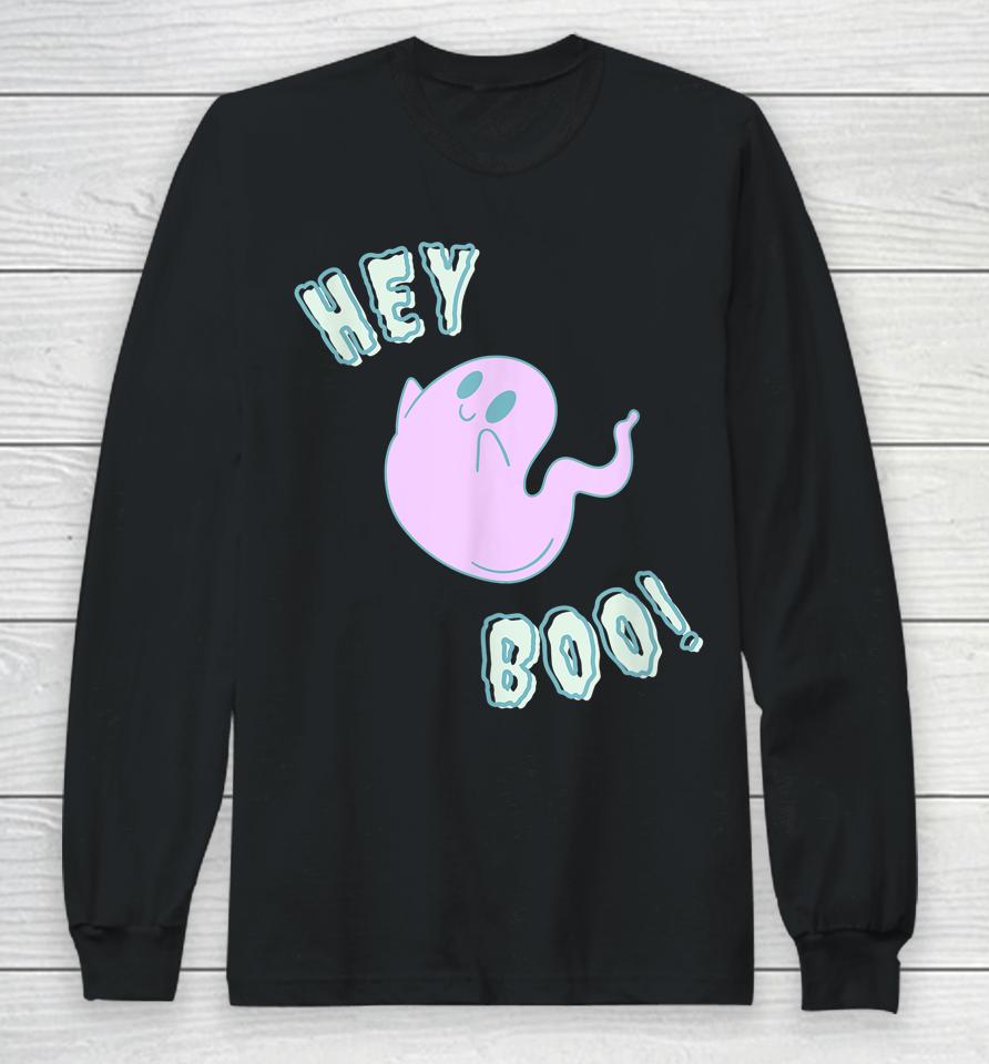 Hey Boo Cute Ghost Long Sleeve T-Shirt