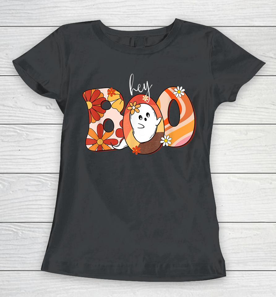 Hey Boo Retro Halloween Ghost Women T-Shirt