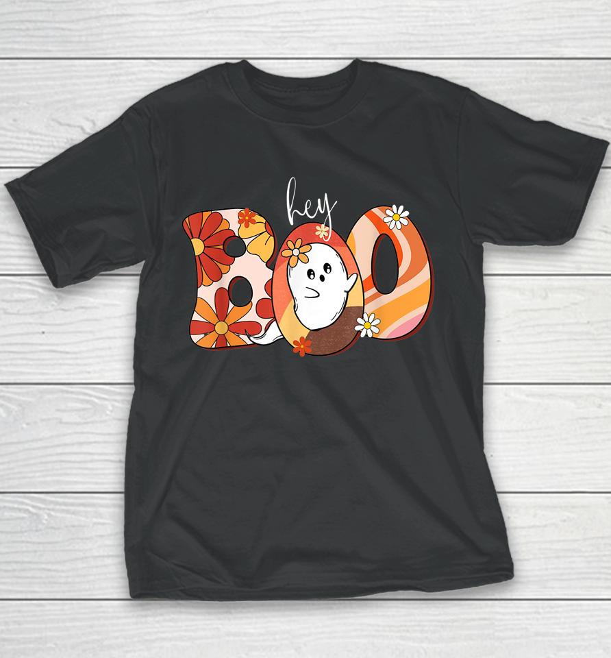 Hey Boo Retro Halloween Ghost Youth T-Shirt