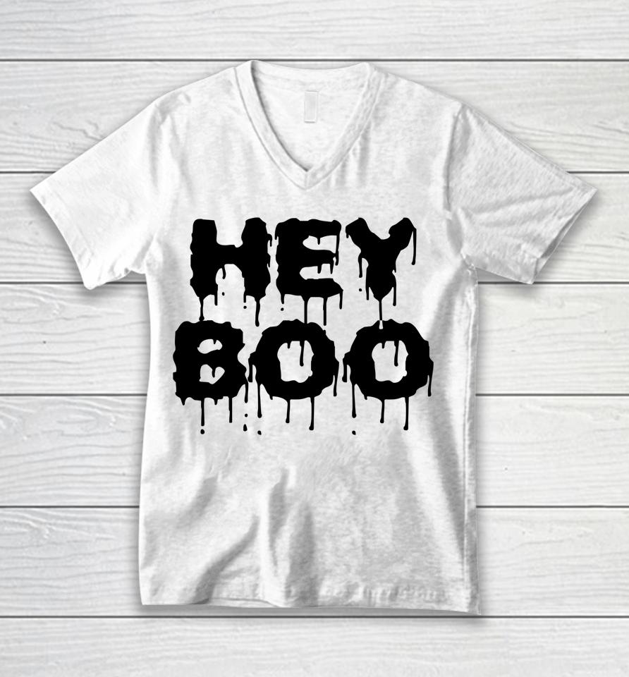 Hey Boo Spooky Funny Halloween Unisex V-Neck T-Shirt