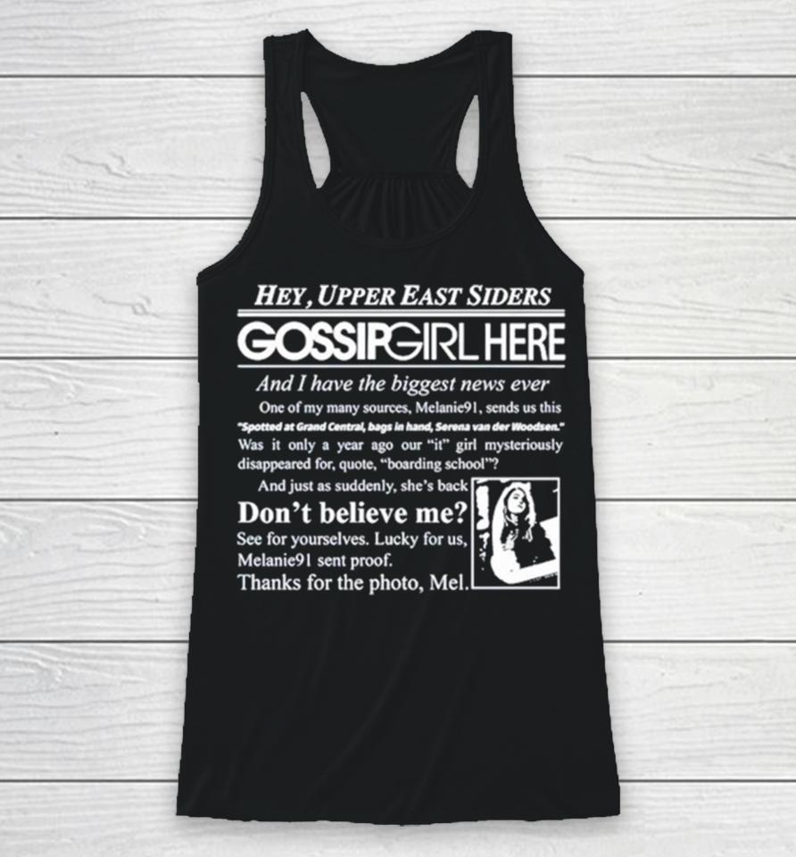 Hey Upper East Siders Gossip Girl Here And I Have Biggest News Ever Racerback Tank