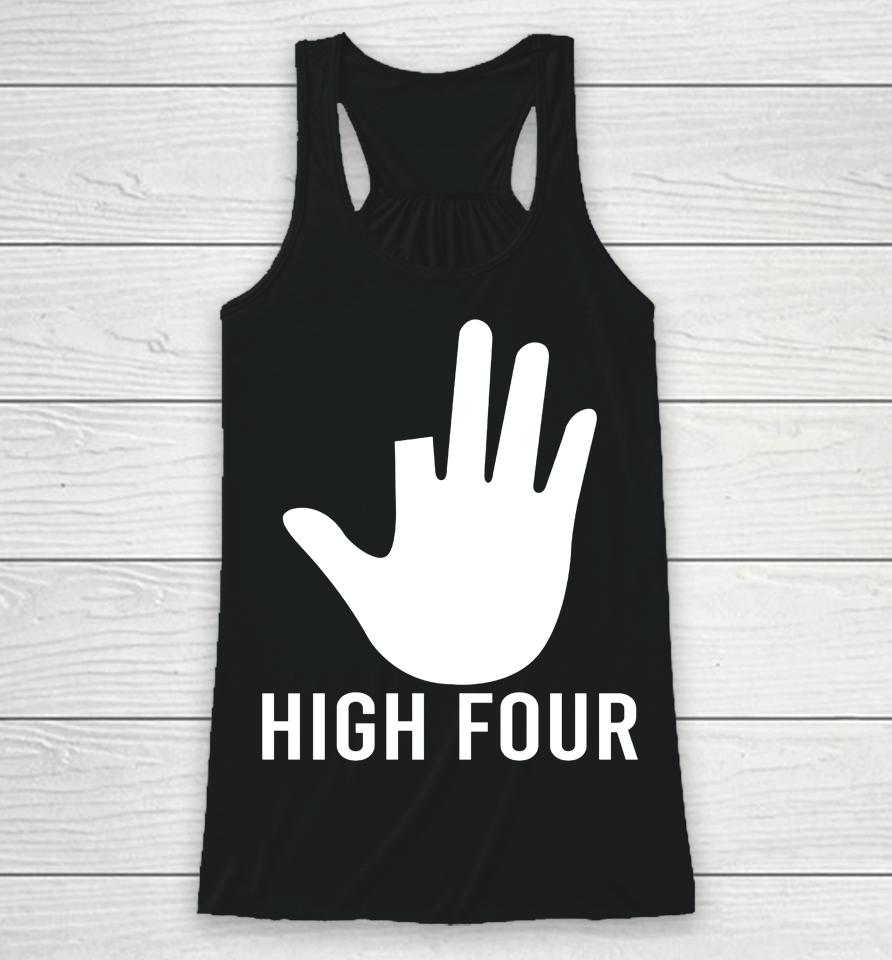 High Four Finger Amputee Funny Racerback Tank