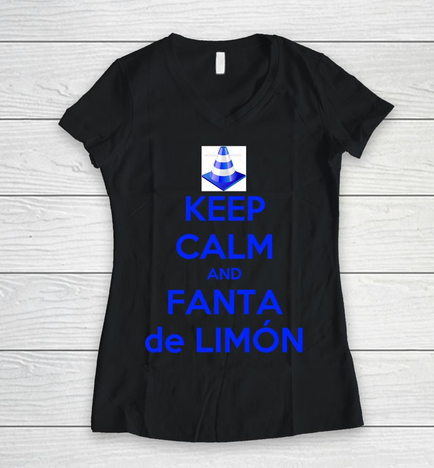 Hilaria Baldwin Wearing Keep Calm And Fanta De Limon Women V-Neck T-Shirt