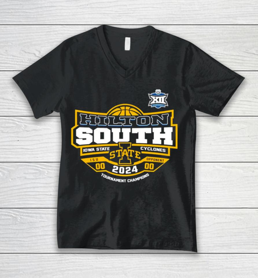 Hilton South Iowa State Cyclones 2024 Big 12 Tournament Champions Unisex V-Neck T-Shirt