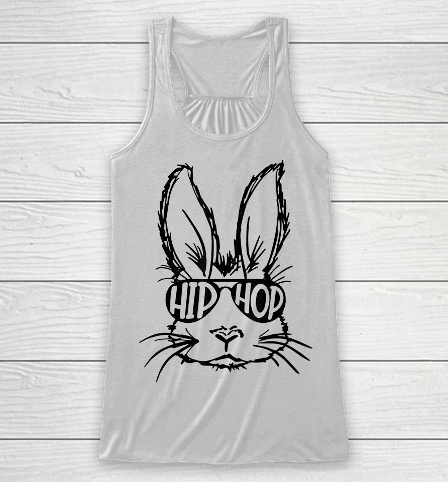 Hip Hop Bunny Face With Sunglasses Easter Racerback Tank