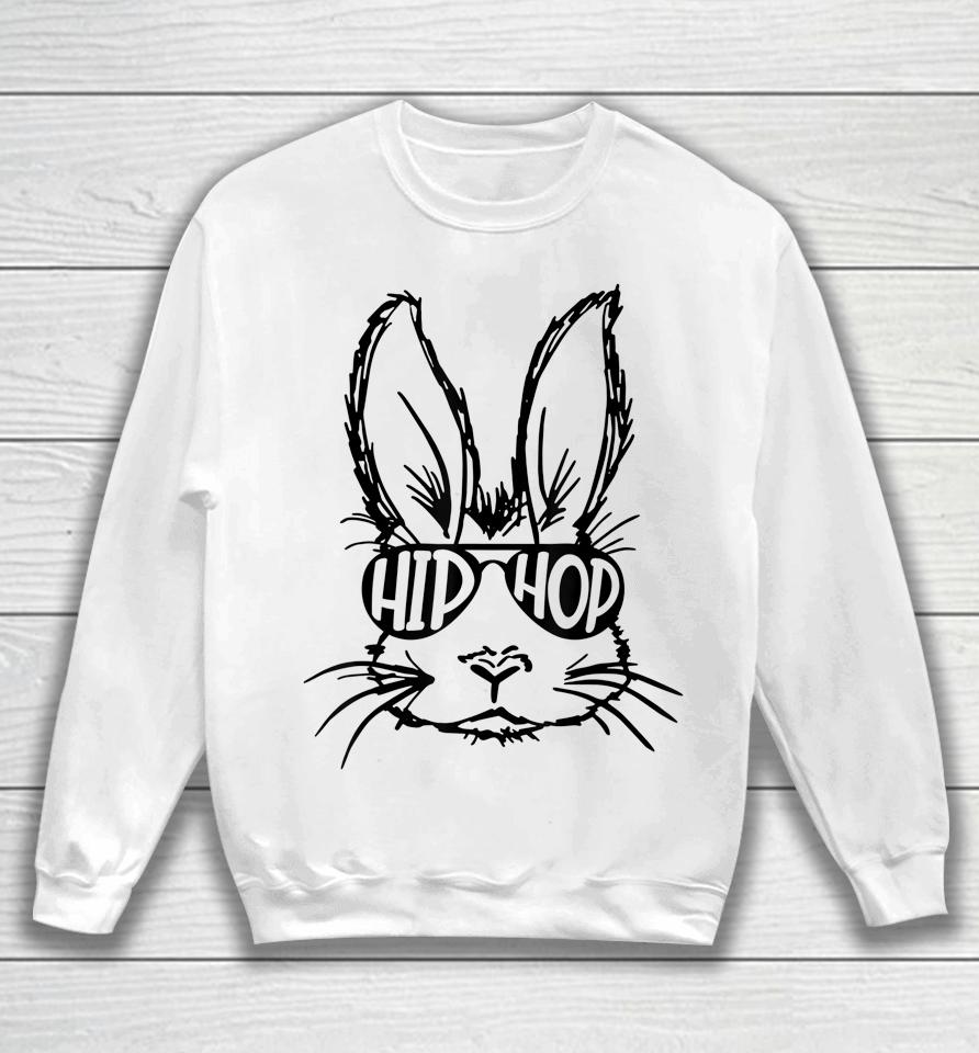 Hip Hop Bunny Face With Sunglasses Easter Sweatshirt