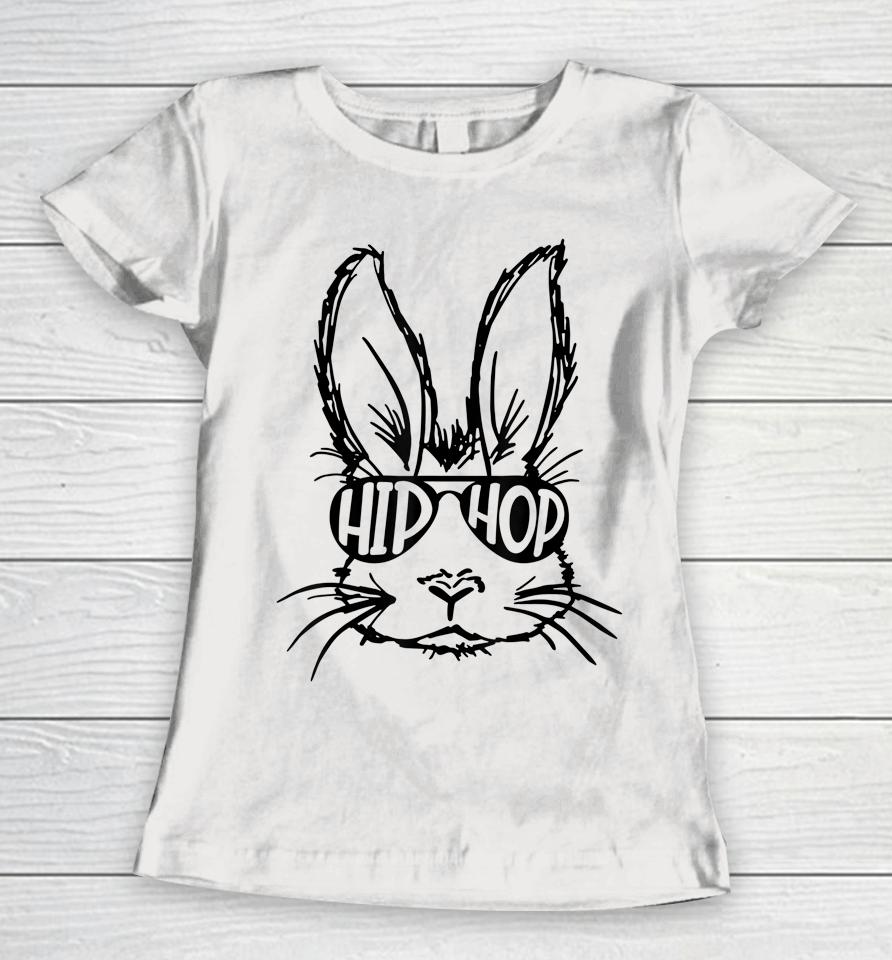 Hip Hop Bunny Face With Sunglasses Easter Women T-Shirt