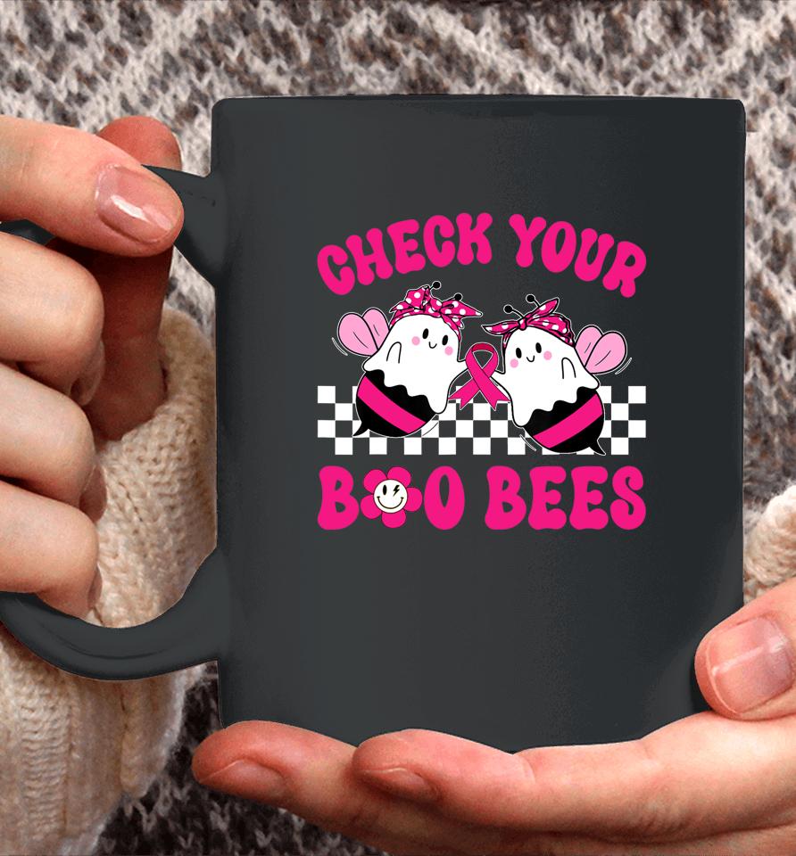 Hippie Groovy Check Your Boo Bees Breast Cancer Halloween Coffee Mug