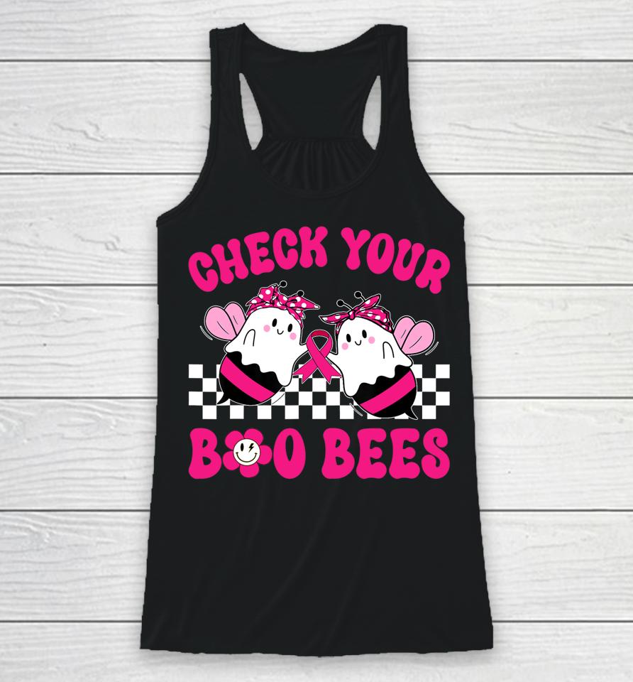 Hippie Groovy Check Your Boo Bees Breast Cancer Halloween Racerback Tank