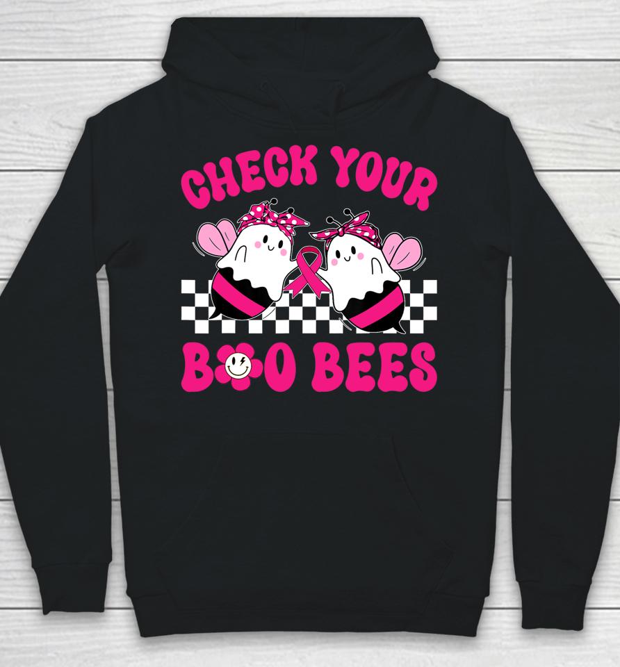 Hippie Groovy Check Your Boo Bees Breast Cancer Halloween Hoodie