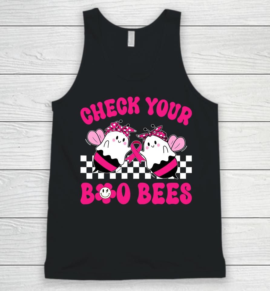 Hippie Groovy Check Your Boo Bees Breast Cancer Halloween Unisex Tank Top