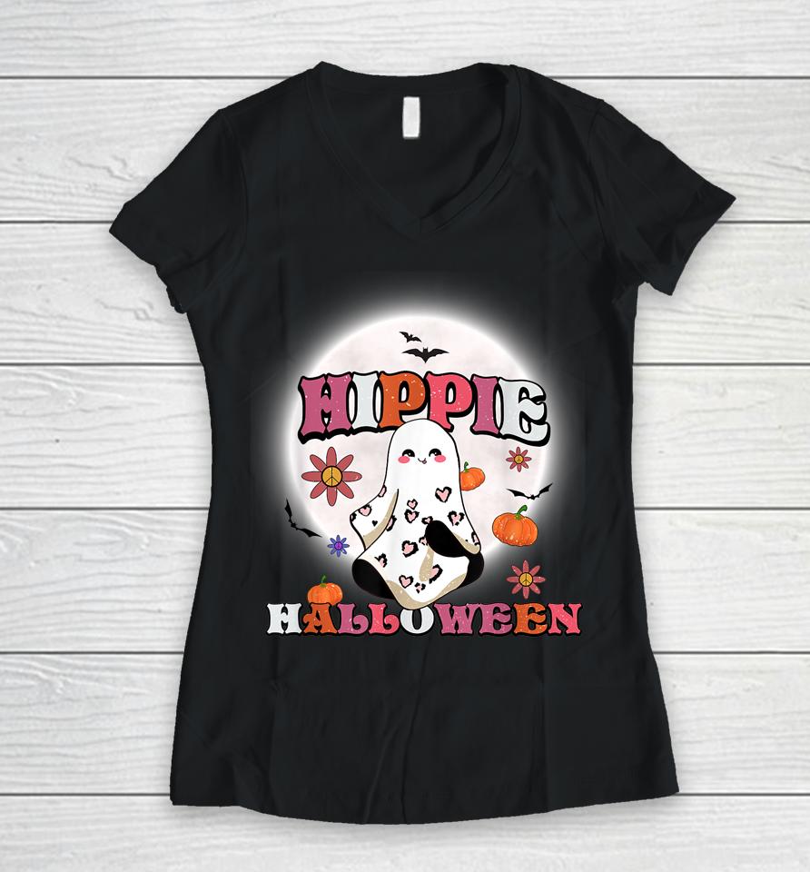 Hippie Halloween 70'S Vibes Women V-Neck T-Shirt