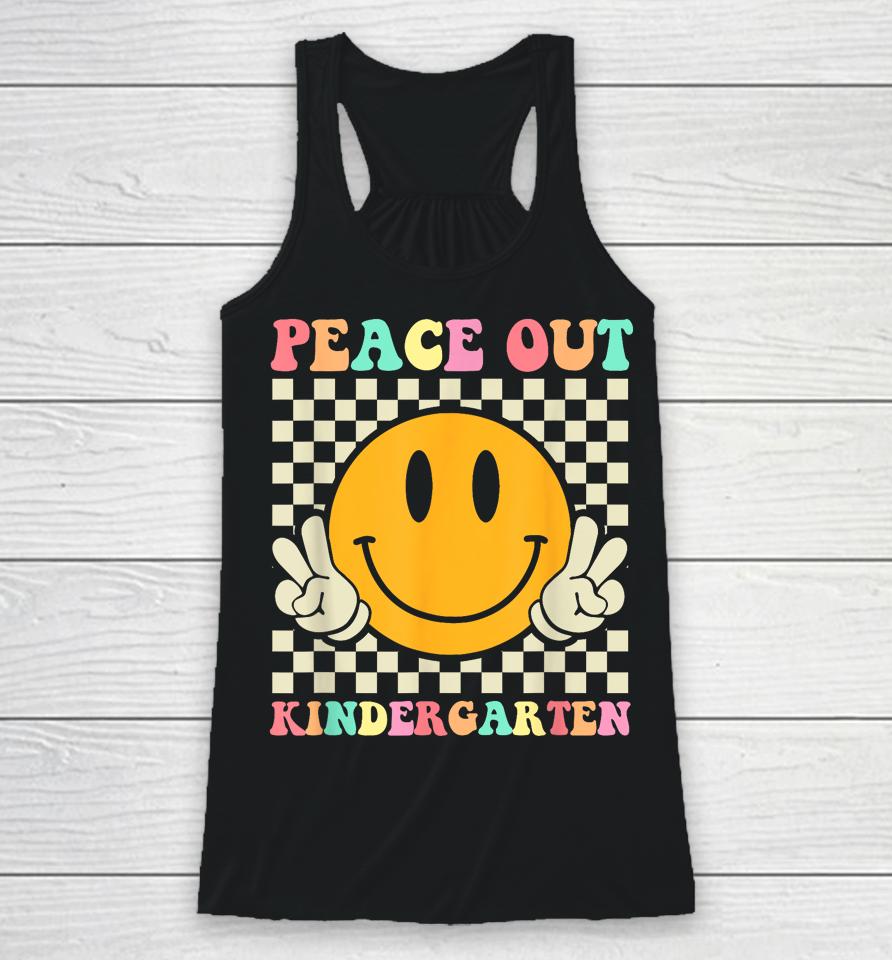 Hippie Peace Out Kindergarten Teacher Kid Last Day Of School Racerback Tank