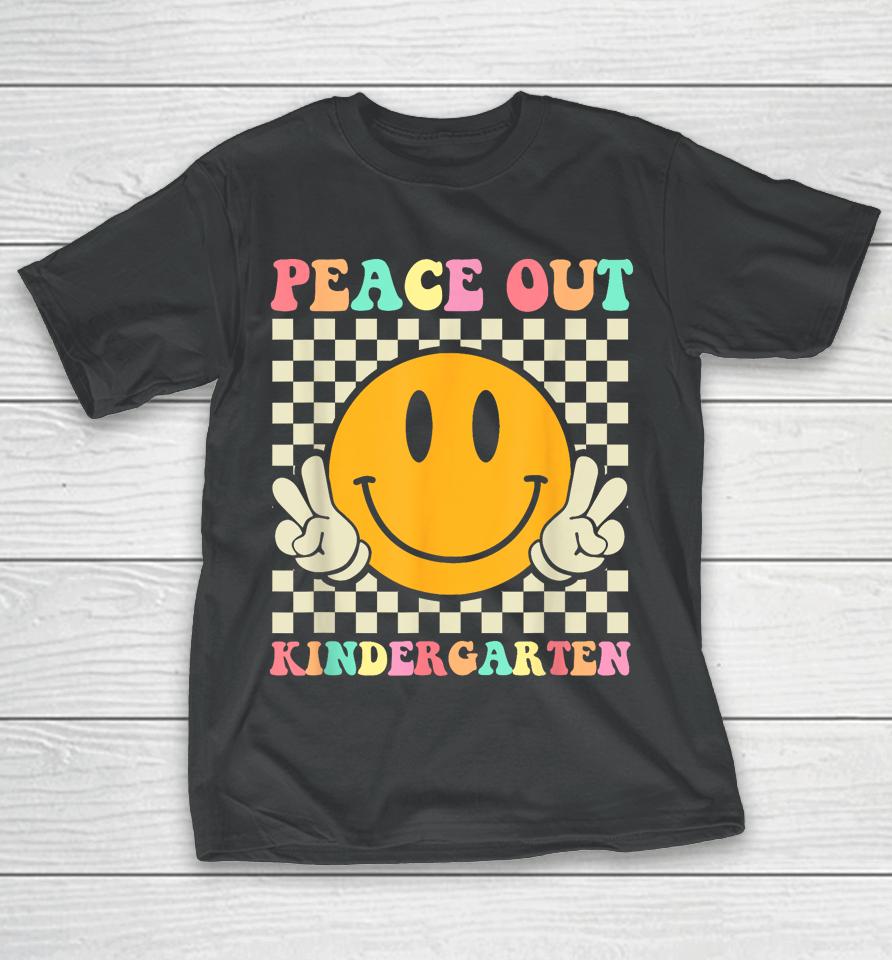 Hippie Peace Out Kindergarten Teacher Kid Last Day Of School T-Shirt