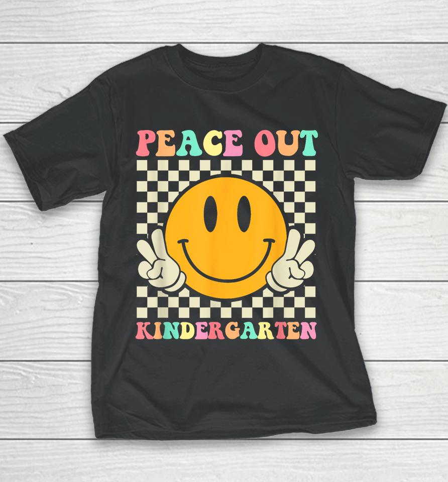 Hippie Peace Out Kindergarten Teacher Kid Last Day Of School Youth T-Shirt