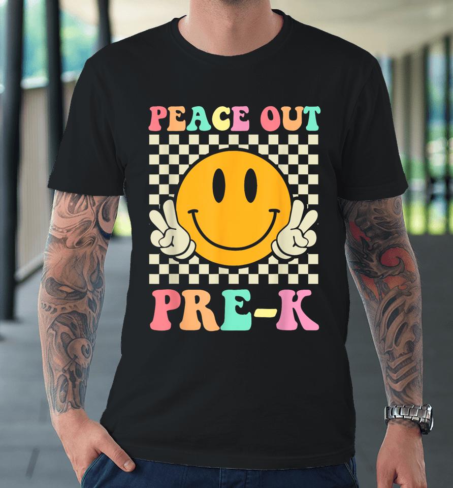 Hippie Peace Out Pre-K Teacher Kids Last Day Of School Premium T-Shirt