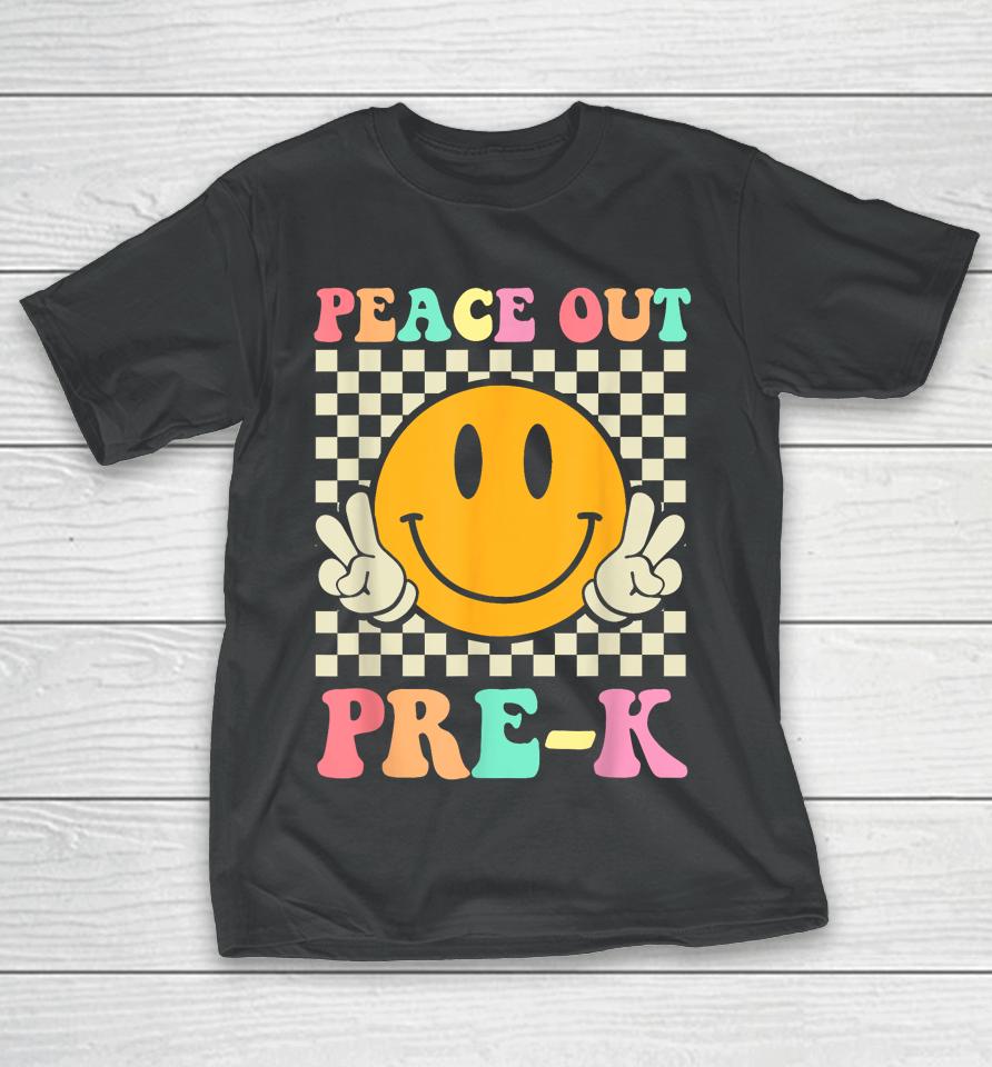 Hippie Peace Out Pre-K Teacher Kids Last Day Of School T-Shirt
